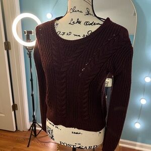 Rave Women's Cable Knit Sweater - Deep Burgundy